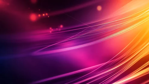 Neon light trails curve across vibrant magenta and orange field