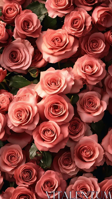 Coral Gradient Rose Arrangement: Volumetric Floral Still Life.