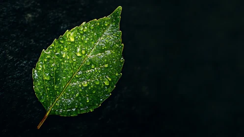 Rain-kissed leaf glows like bottled forest lightning.