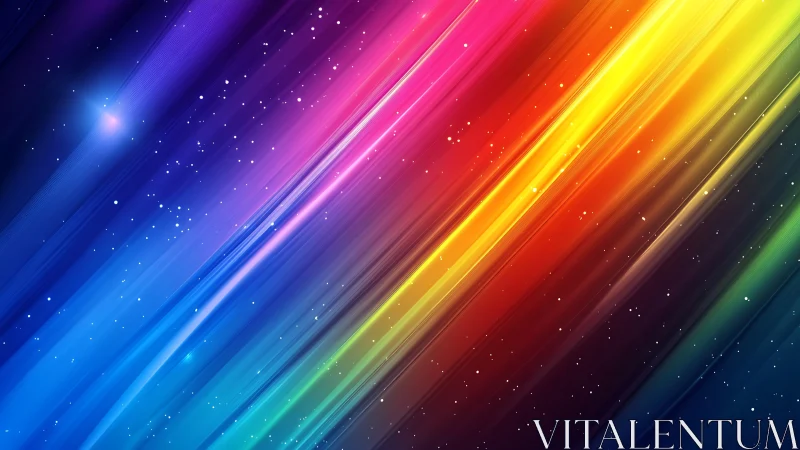 Prismatic light trails streak across cosmic neon dusk.