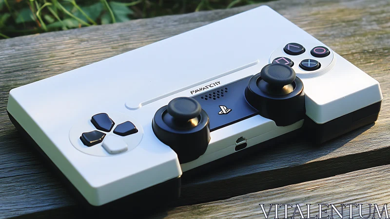 Modular PlayStation Arcade Controller System on Wooden Surface