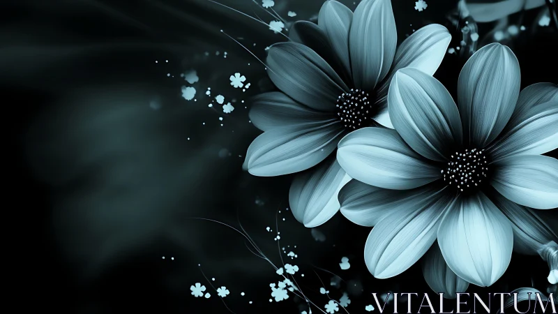 Monochromatic Cosmos Flowers With Particle Effects.