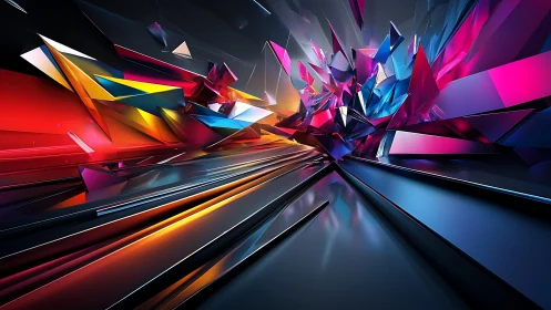 Vibrant abstract crystal explosion in futuristic digital art style.