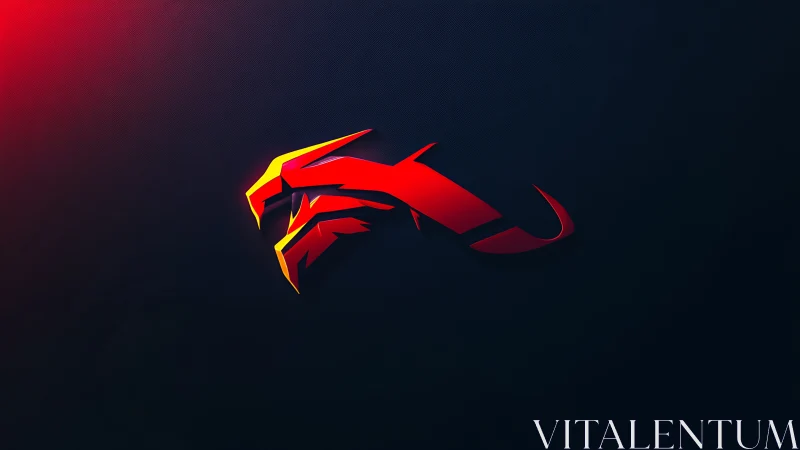 Abstract red eagle emblem glows against dark gaming backdrop
