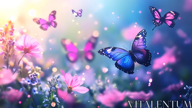 Butterflies trade secrets with twilight over glowing blooms