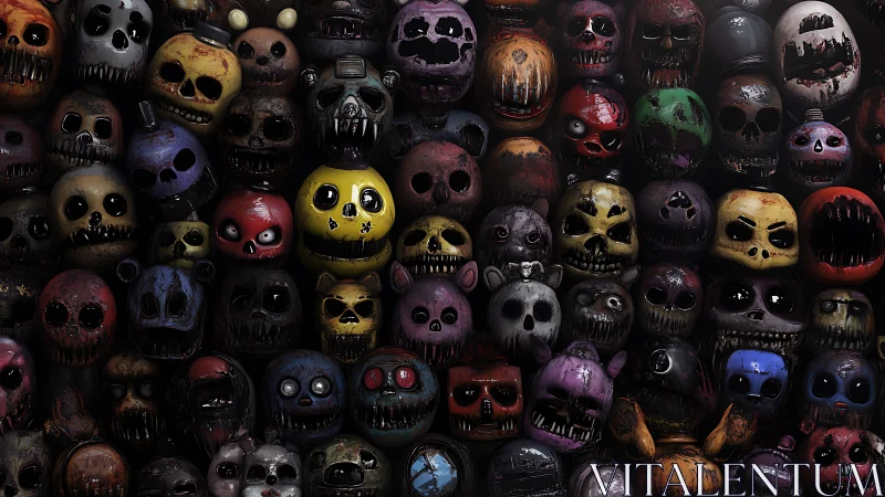 Colorful animatronic skull wall invites a chilling close look