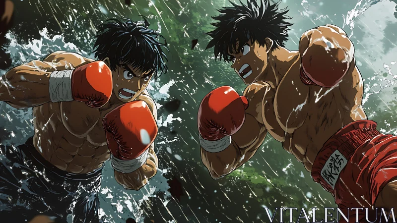 Dynamic Boxing Match: Two Athletes in Combat