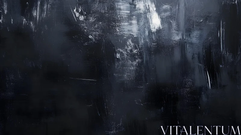 Dark abstract painting with textured brushstrokes and dramatic tones.