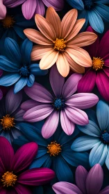 Vibrant Daisy Blooms: Radiant Floral Composition.
