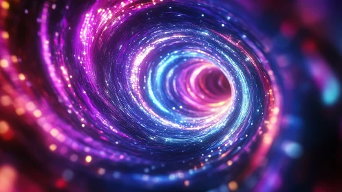 Helical photonic vortex tunnel with luminous spectral filaments.