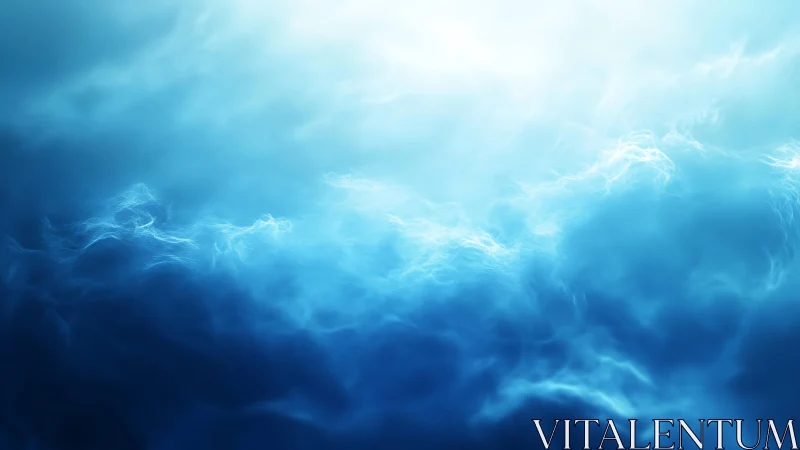 Ethereal Blue Mist Abstract Background with Soft Light Effects.