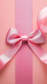 Pink Silk Bow on Gradient Background.