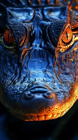 Hyperdetailed reptile portrait with dual blue orange rim lighting
