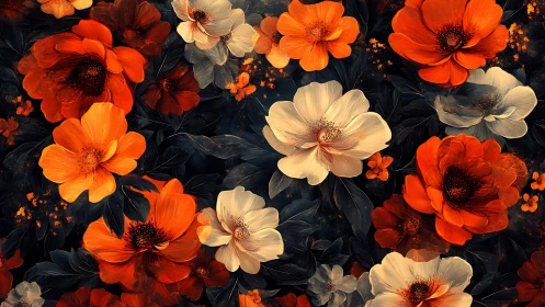 Velvet Fire Blooms: Crimson Dreams Against Midnight.