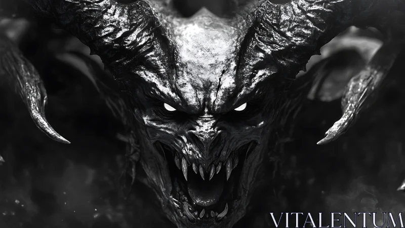 Nightmare horned demon stares forward with fierce intensity