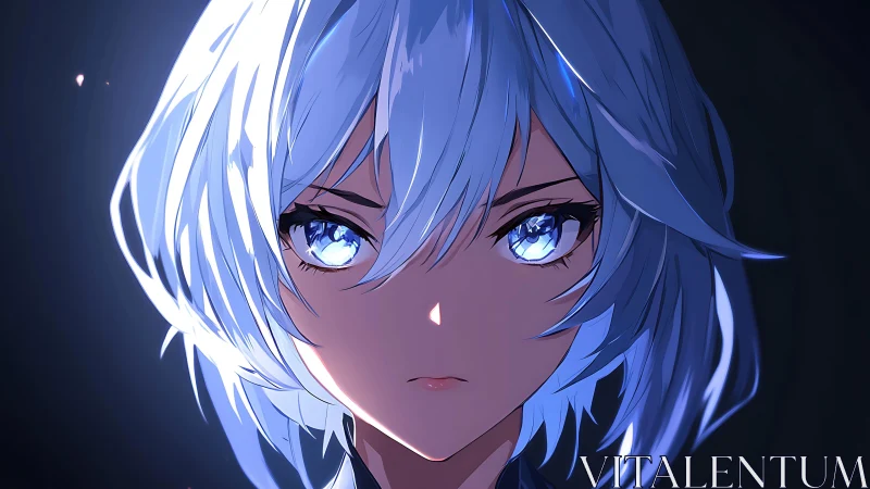 Silver haired anime heroine stares ahead in icy resolve