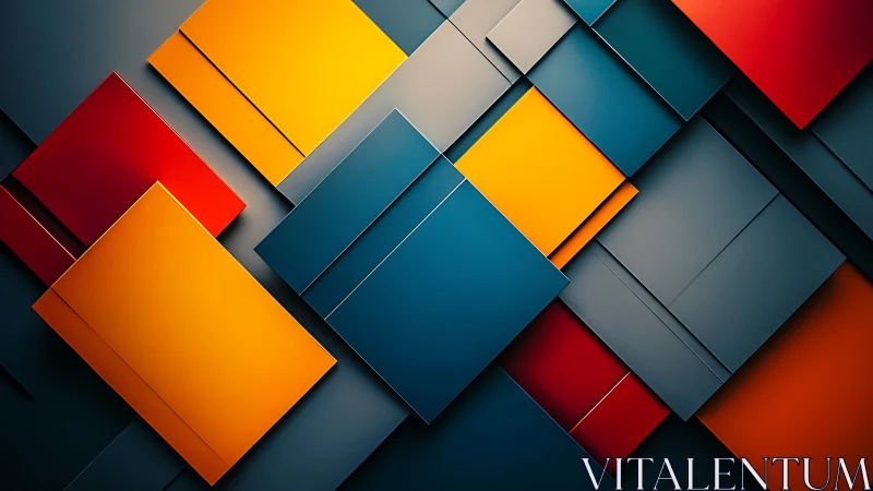 Geometric layered color blocks in bold abstract composition.