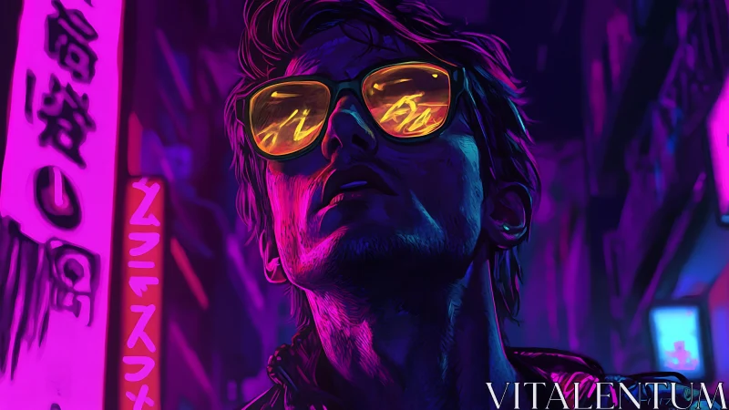 Neon-soaked night drifter in glowing cyberpunk shades.