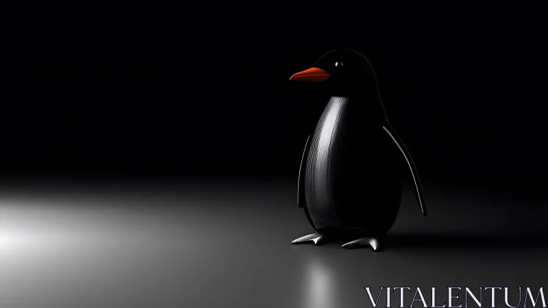 Minimalist 3D Penguin Character in Dramatic Lighting Scene.