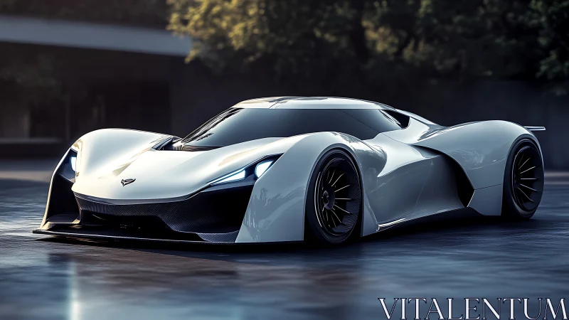 Futuristic white hypercar with sculpted aero carbon bodywork.
