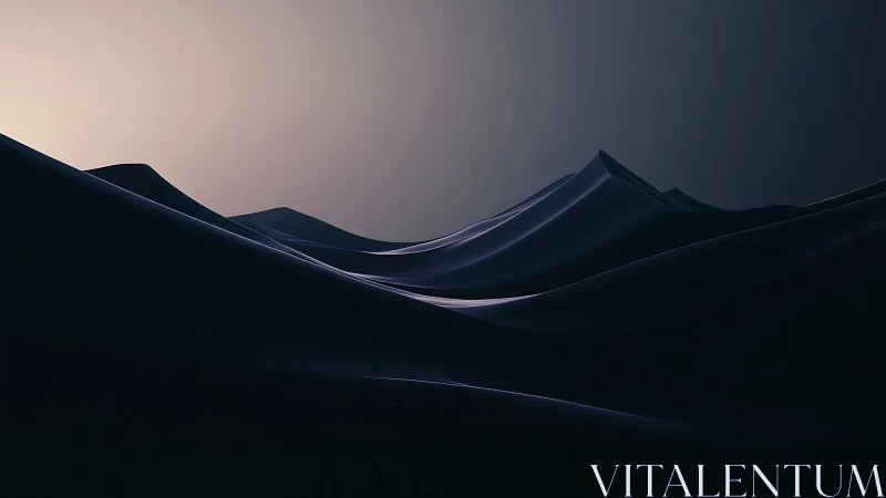 Midnight dunes roll gently under a soft awakening sky