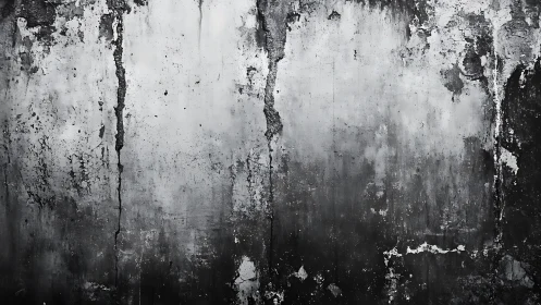 Weathered concrete wall with peeling monochrome textures.