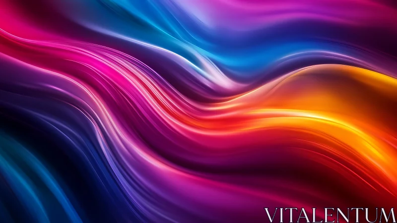 Chromatic fluid waves in luminous gradient ribbons flow.