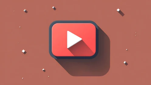Play Button Icon Floating in Warm Digital Space