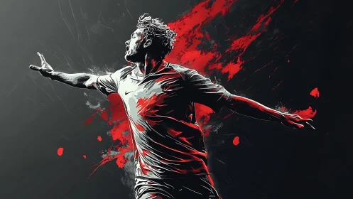 Goalbound silhouette carves light and red thunder across dusk