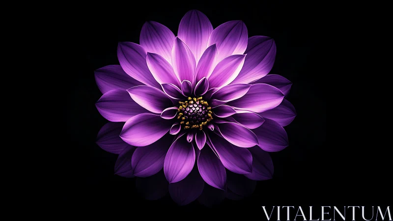 Luminous Purple Dahlia Blooming Against Darkness