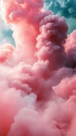 Vertical column of dense pink vapor clouds rises upward