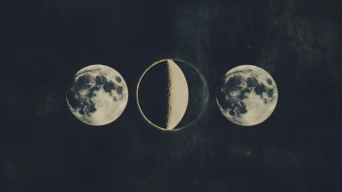 Moon phases alignment evokes cosmic balance and mystery.