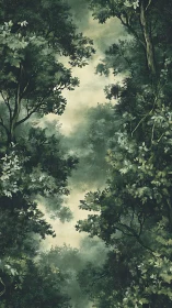 Vertical Forest Canopy Opening with Luminescent Atmospheric Perspective.