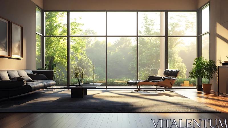 Sunlit sanctuary lounge wrapped in glass and quiet greenery.