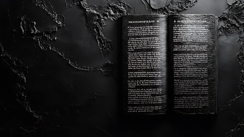 Midnight scripture glimmering on a shadow-scarred page.