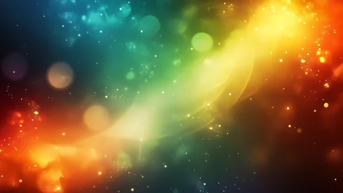 Radiant cosmic color wave arcs across glowing starfield.