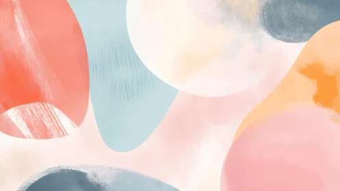 Soft Pastel Abstract Shapes in Minimalist Watercolor Style.