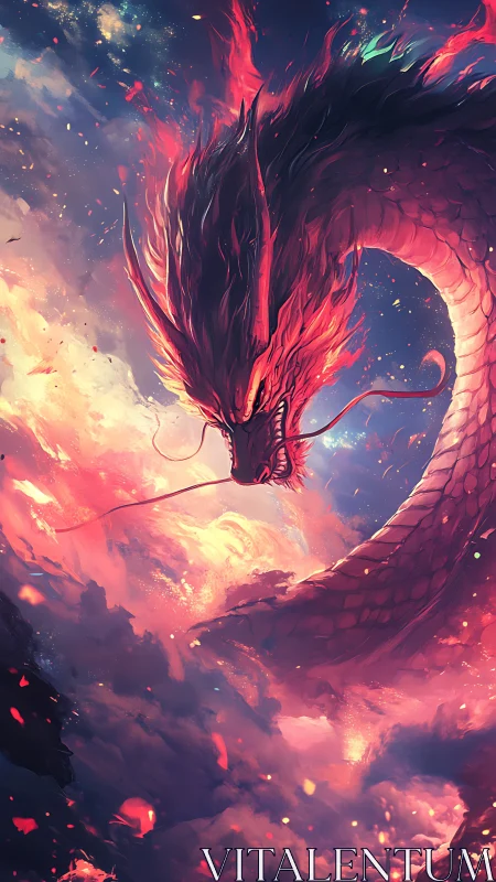 Ember-Crowned Sky Serpent Coils Through Burning Dawn.