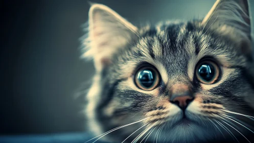Mesmerizing Close-Up Portrait of Tabby Cat with Piercing Eyes