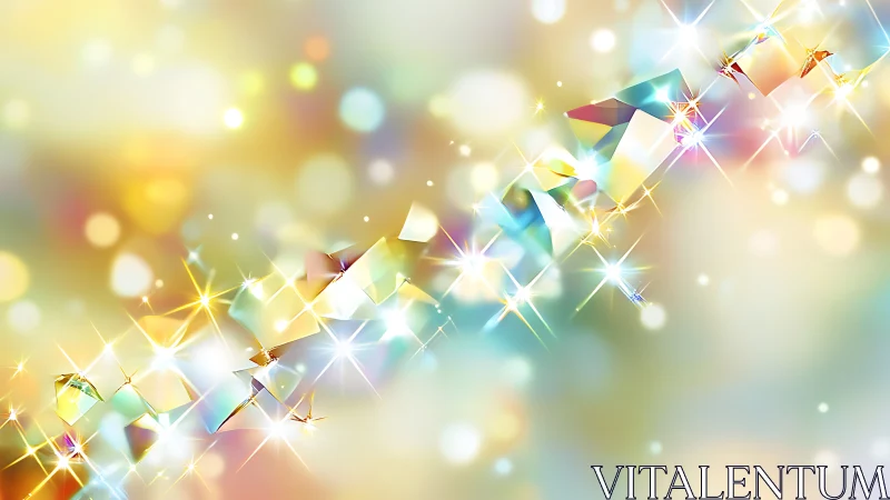 Iridescent crystal ribbon scatters prismatic light across bokeh field