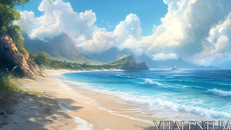 Coastal Paradise. Mountains Meet Tropical Beach.