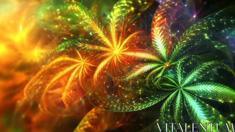 Fractal leaf structures radiate in multicolored luminous patterns