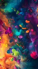 Chromatic nebulae swirling with luminous abstract droplets.