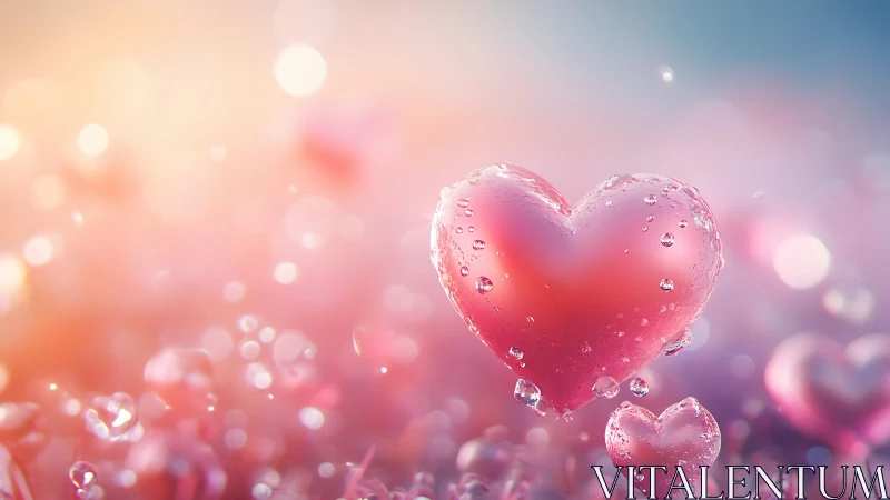 Crystalline Hearts Suspended in Dreamy Pink Light