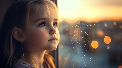 Young subject with landscape vista at golden hour.