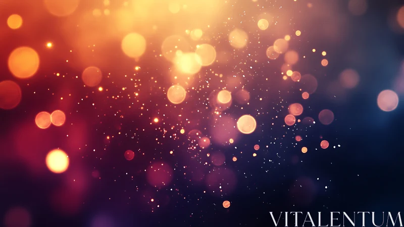 Glowing golden bokeh lights drifting in a dreamy evening sky.