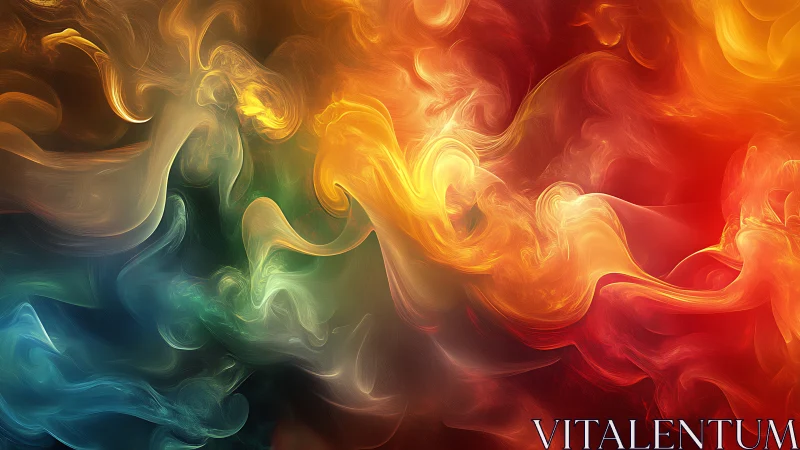 Color gradients form swirling, semi-transparent fluid plumes