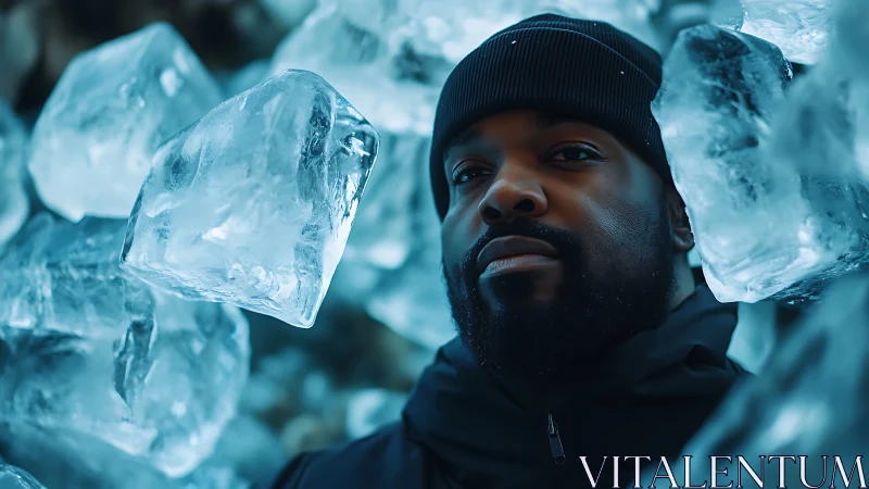 Cool resolve framed in drifting cubes of winter ice.