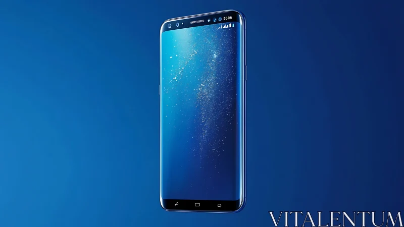 Modern Smartphone Glowing with Digital Light and Water Droplets.