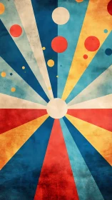 Radial retro sunburst with concentric circles and weathered texture.